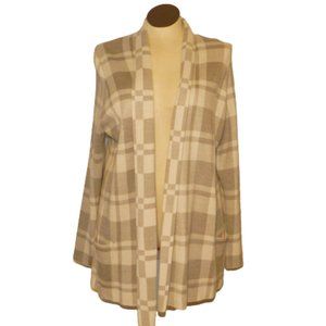 Lee & Nicole $68 89452L Woman Goose/Dove Plaid Open Cardigan Sz 1X NWT